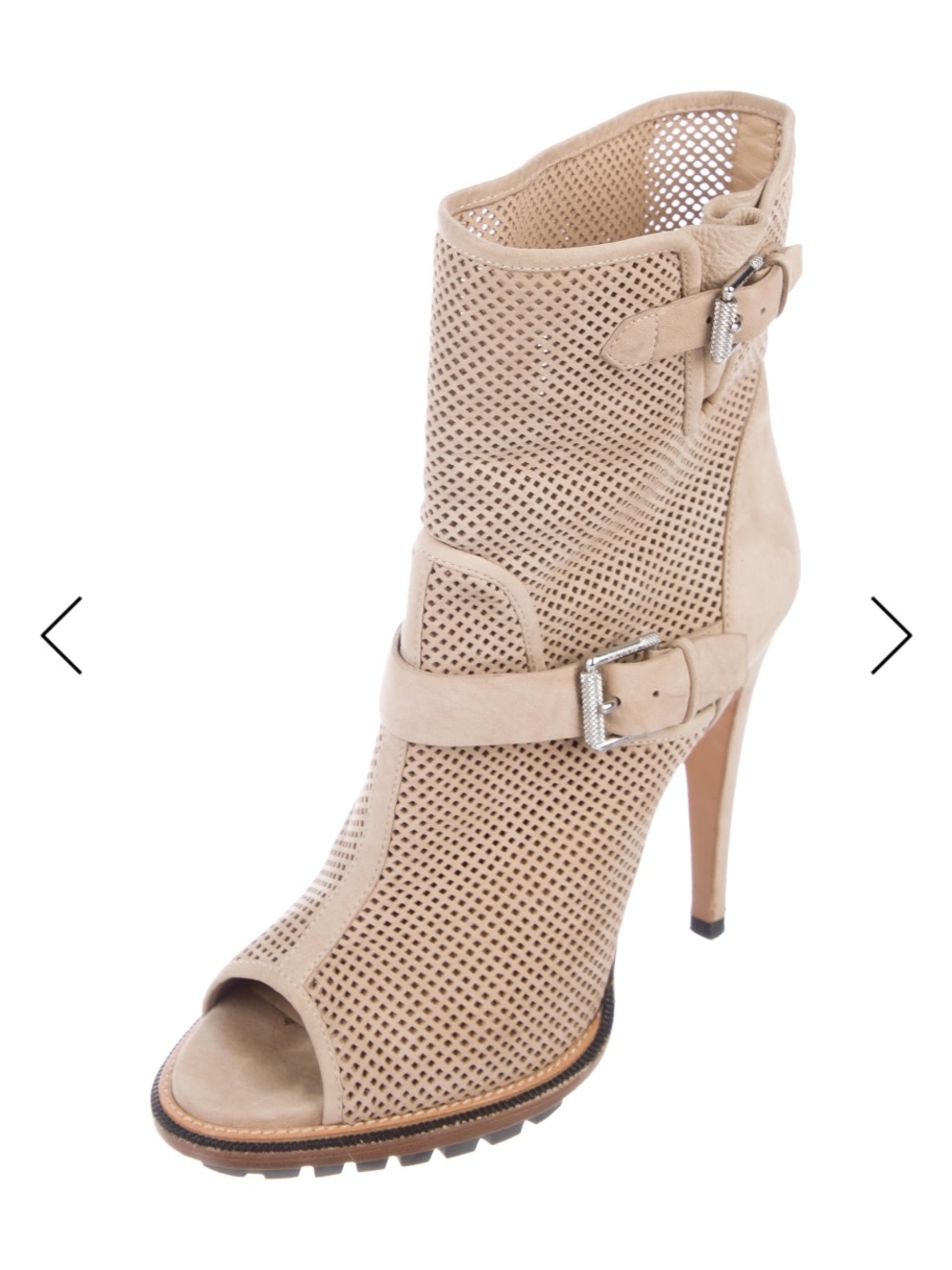Belstaff Beige Perforated Peep-Toe High Heel Boot